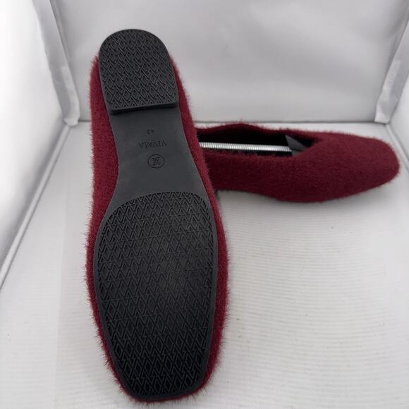 VIVAIA Margot 2.0 Fuzzy Knit Square Toe Flats Burgundy EU 42 US 11 Vegan Eco - Picture 11 of 12